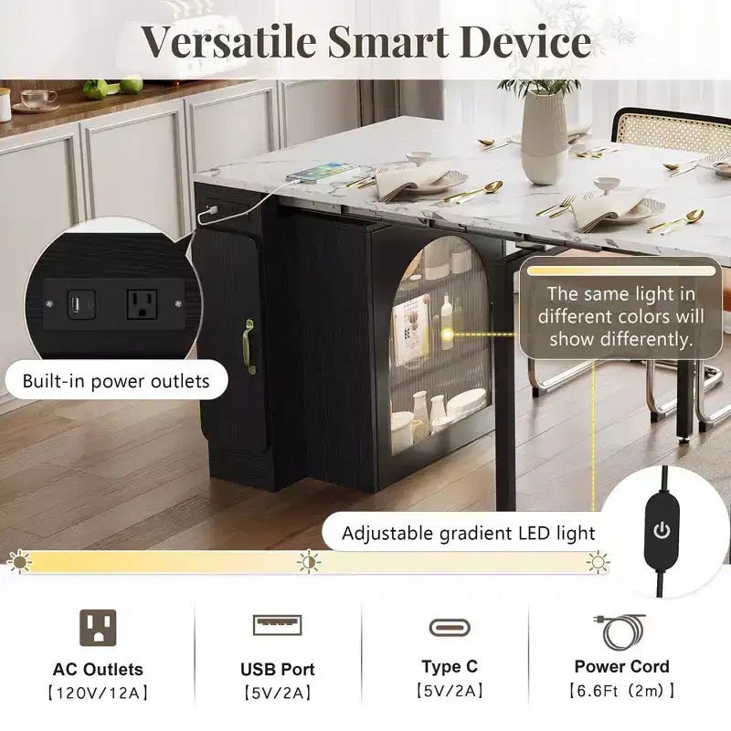 Tavolo da pranzo allungabile con presa elettrica integrata