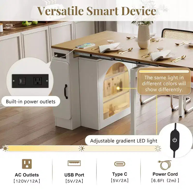 Tavolo da pranzo allungabile con presa elettrica integrata