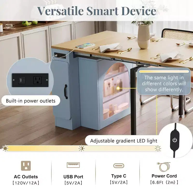 Tavolo da pranzo allungabile con presa elettrica integrata