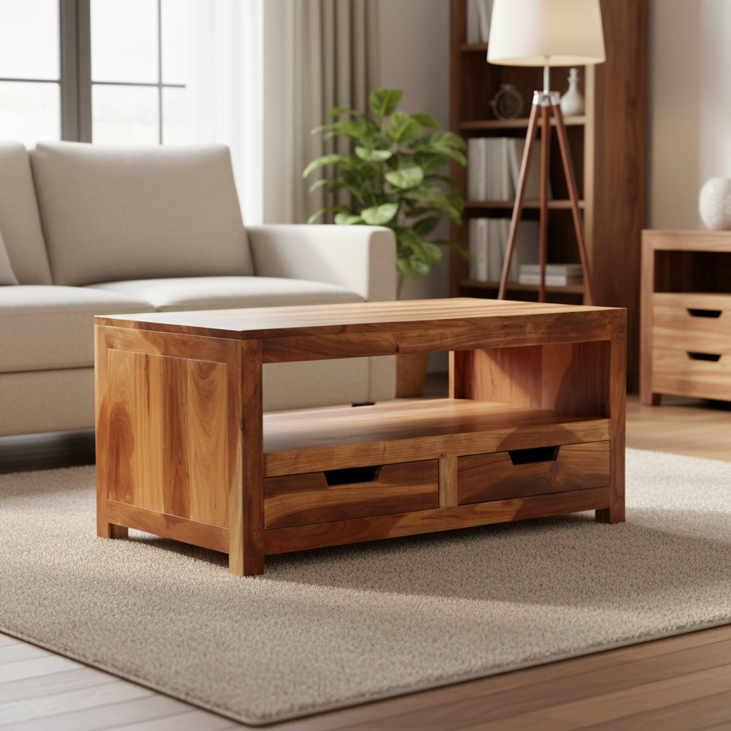 vidaXL Coffee Table Light Brown Solid Acacia Wood
