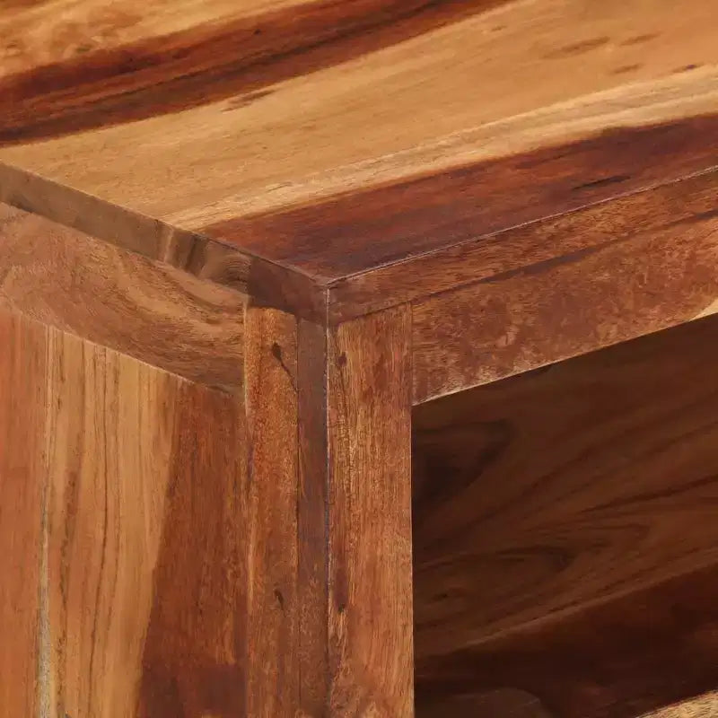 Tavolino da caffè in legno di acacia con cassetti e ripiano