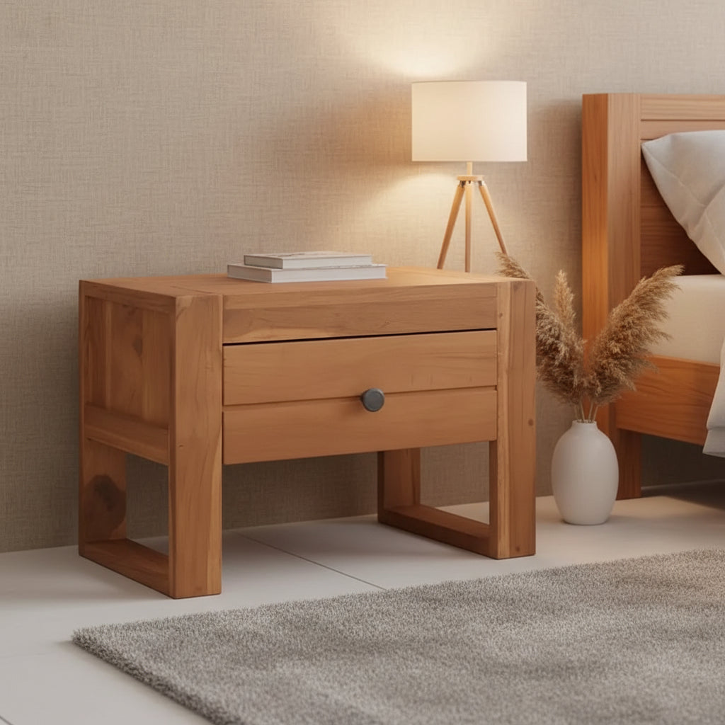 vidaXL Bedside Cabinet 19.7x11.8x13.8 Solid Teak Wood