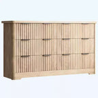 Fluted 6 Drawer Dresser Modern Storage Cabinet with Wide Top Sturdy of Drawers TV Stand Organizer