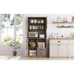 Credenza da Cucina con Cassetti, Ripiani Aperti e Contenitore Regolabile