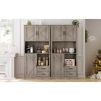 Credenza da Cucina con Cassetti, Ripiani Aperti e Contenitore Regolabile
