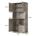 Credenza da Cucina con Cassetti, Ripiani Aperti e Contenitore Regolabile