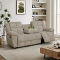 MAYEERTY Reclining Sofa, 3-Seat Corduroy Fabric Recliner with Adjustable Backrests for Living Room, Beige