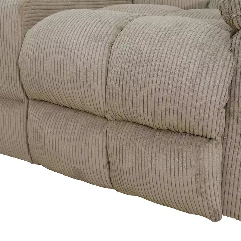 Divano Reclinabile a 3 Posti con Schienali Regolabili – Rivestimento in Velluto a Coste, Beige