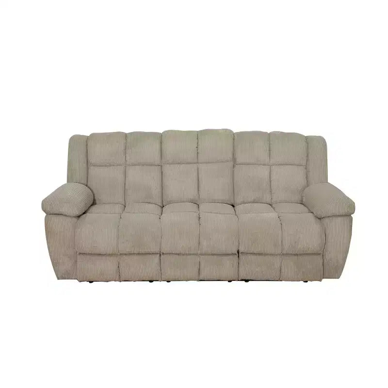Divano Reclinabile a 3 Posti con Schienali Regolabili – Rivestimento in Velluto a Coste, Beige