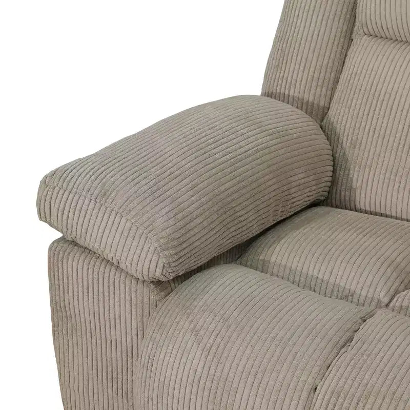 Divano Reclinabile a 3 Posti con Schienali Regolabili – Rivestimento in Velluto a Coste, Beige