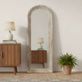Specchio a figura intera ad arco da 71" autoportante – Cornice in legno bianca