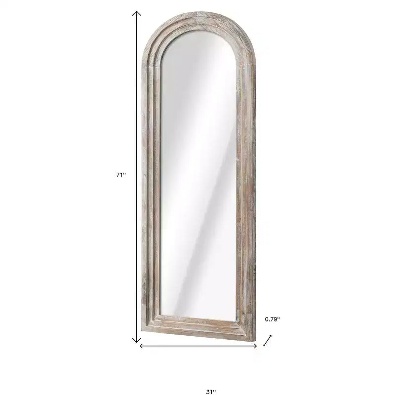Specchio a figura intera ad arco da 71" autoportante – Cornice in legno bianca