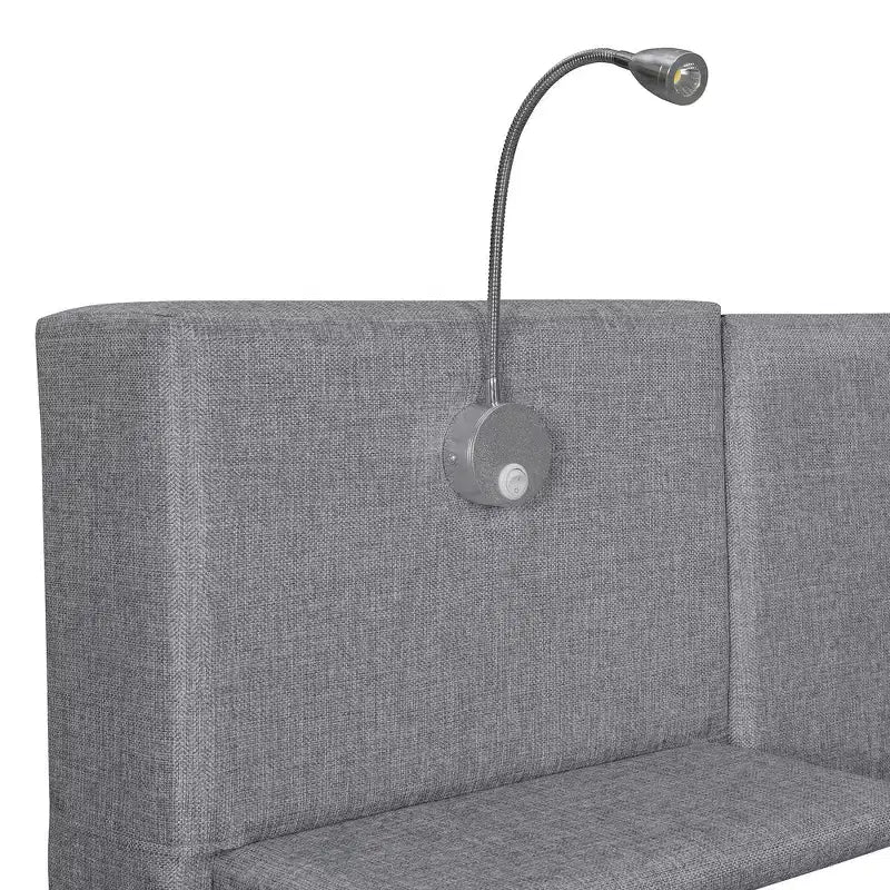 Letto matrimoniale con cassetti contenitore, mensole, letto estraibile e luci da lettura