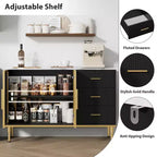 Mobile credenza con piano effetto marmo e ante in vetro