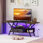 Mobile TV a 3 livelli con luci a LED e prese di corrente integrate – Adatto a TV fino a 65"