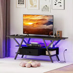 Mobile TV a 3 livelli con luci a LED e prese di corrente integrate – Adatto a TV fino a 65"