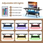 Mobile TV a 3 livelli con luci a LED e prese di corrente integrate – Adatto a TV fino a 65"