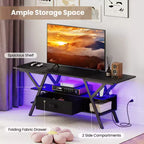 Mobile TV a 3 livelli con luci a LED e prese di corrente integrate – Adatto a TV fino a 65"
