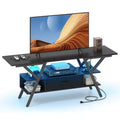 Costway 3-Tier TV Stand with Power Outlets for 65 TVs, LED Lights & Remote Storage Shelves Black/Brown