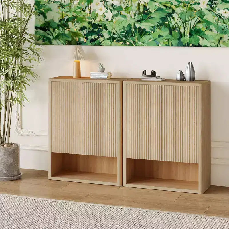 Armadietto portascarpe scanalato da 44,5" con ripiani regolabili - Quercia naturale