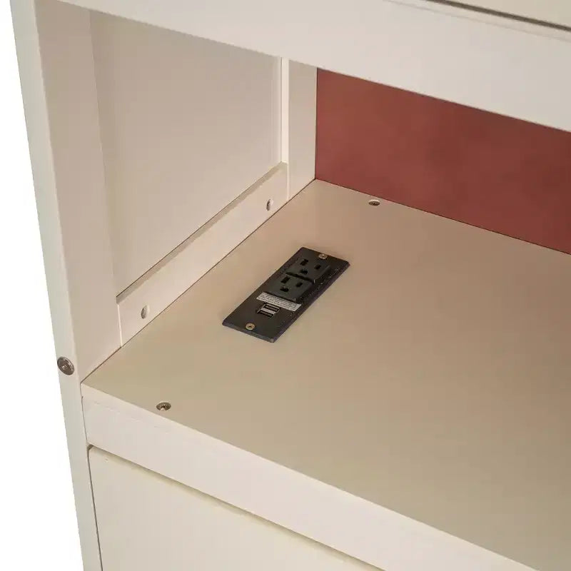 Struttura letto matrimoniale con cassetti contenitore e porte USB nella testiera