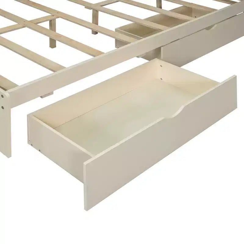 Struttura letto matrimoniale con cassetti contenitore e porte USB nella testiera