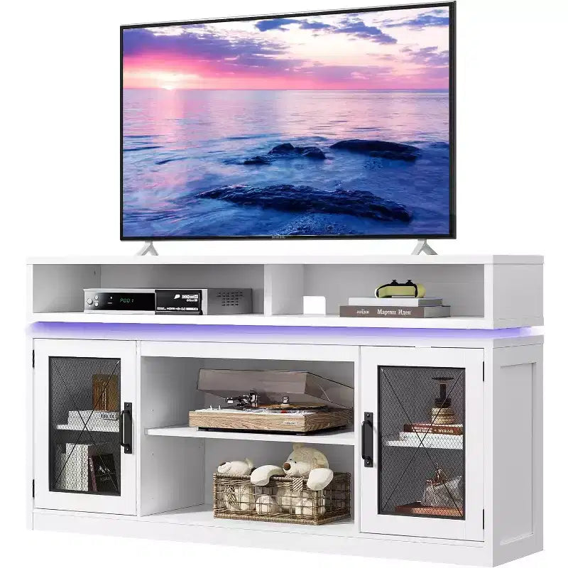 Mobile TV rustico con luci LED – Adatto per TV fino a 70"