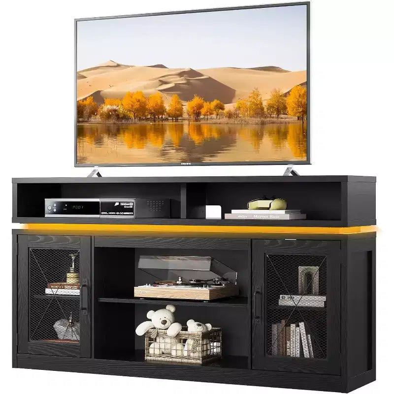 Mobile TV rustico con luci LED – Adatto per TV fino a 70"