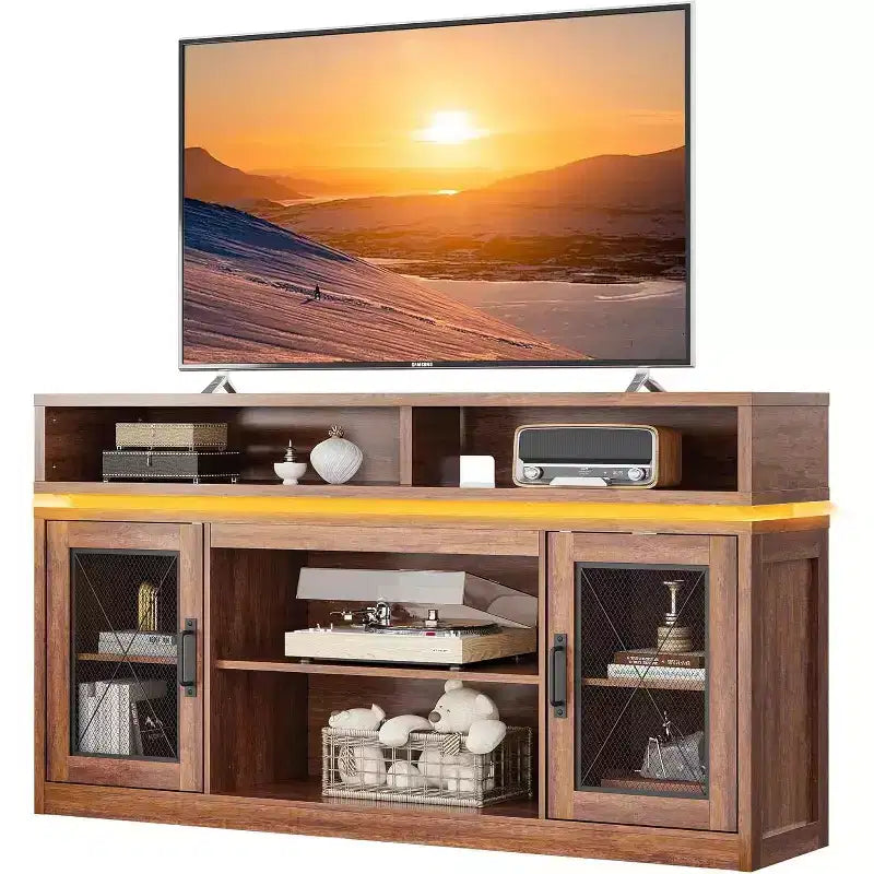 Mobile TV rustico con luci LED – Adatto per TV fino a 70"