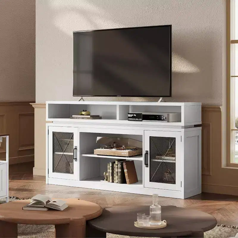 Mobile TV rustico con luci LED – Adatto per TV fino a 70"
