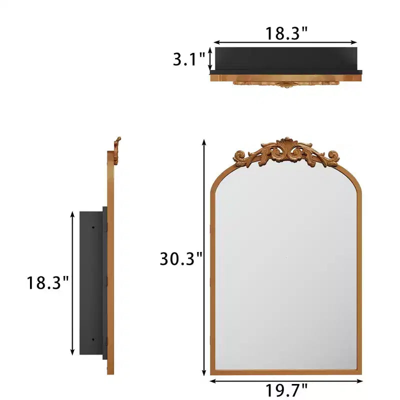 Mobiletto da bagno ad arco con specchio e contenitore