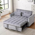 MAYEERTY Convertible Modern Pull Out Couch Sleeper Loveseat Velvet Bed Adjustable Backrest with Pillows Pockets for Living Room Gray