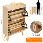 Scarpiera Sottile con Cassetti in Rattan
