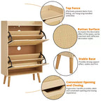 Scarpiera Sottile con Cassetti in Rattan