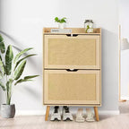 Scarpiera Sottile con Cassetti in Rattan