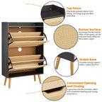 Scarpiera Sottile con Cassetti in Rattan