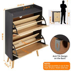Scarpiera Sottile con Cassetti in Rattan