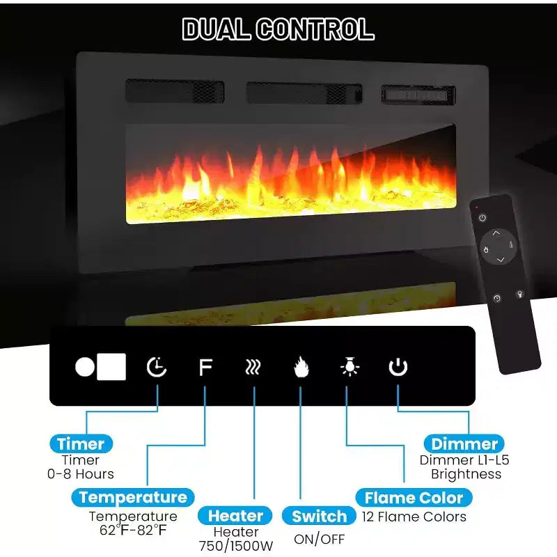 Mobile TV da 70 pollici con caminetto elettrico integrato da 36 pollici