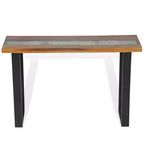 Consolle in legno di teak con intarsio in vetro e resina