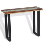 Consolle in legno di teak con intarsio in vetro e resina