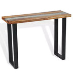 Consolle in legno di teak con intarsio in vetro e resina
