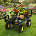 Heavy Duty Steel Cart, 550 lbs 3-in-1 Pull-Out Metal Cart with 10-inch Wheels, 180 Swivel Handle and Removable Sides for Kitchen, Patio