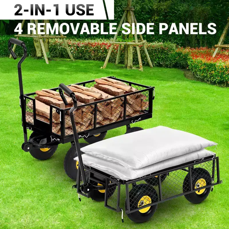 Carrello in acciaio per impieghi gravosi da 250 kg – Pianale e carriola 3-in-1 con ruote da 25 cm