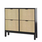 4 Flip Drawers Modern Fluted Shoe Cabinet Narrow Shoe Storage Cabinet,