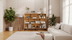 GustoWave 10-Cube Storage Bookcase with Iron Legs, 3-Tier Wood Organizer Shelf for Living Room, Office - 55 Wide Display Cabinet
