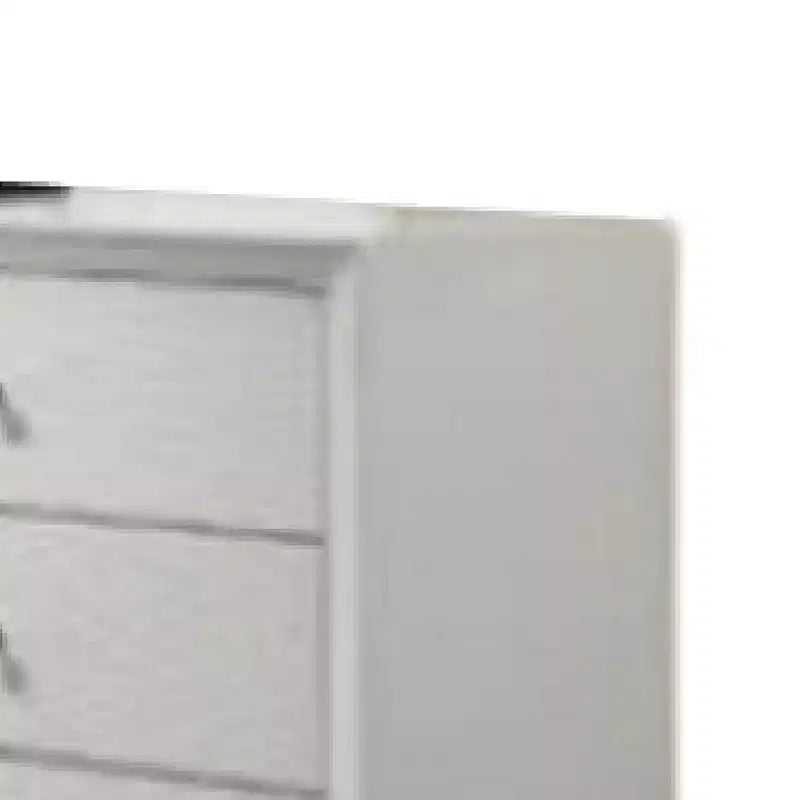 Comò a 6 cassetti largo con pomelli in bronzo – Legno bianco testurizzato