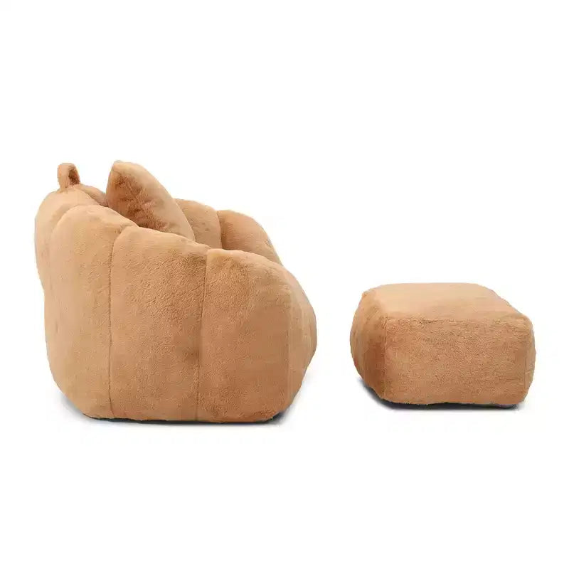 Set Poltrona Sacco in Ecopelliccia con Pouf e Cuscino