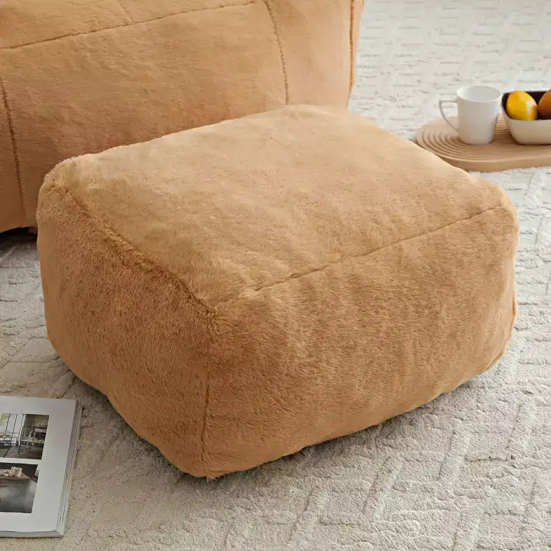 Set Poltrona Sacco in Ecopelliccia con Pouf e Cuscino