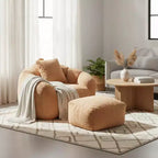 Set Poltrona Sacco in Ecopelliccia con Pouf e Cuscino