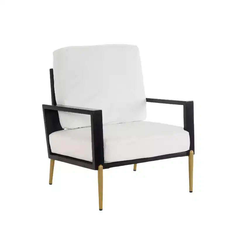 Poltrona moderna - Struttura nera e cuscino in velluto bianco